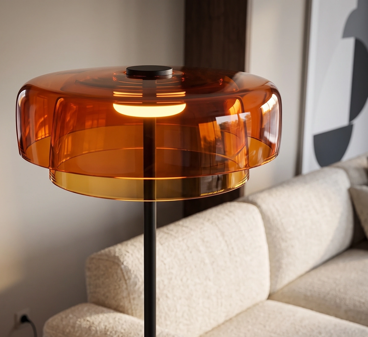Lámpara de pie vidrio naranjo Ø42x150cm LED 5W - LGLP0039