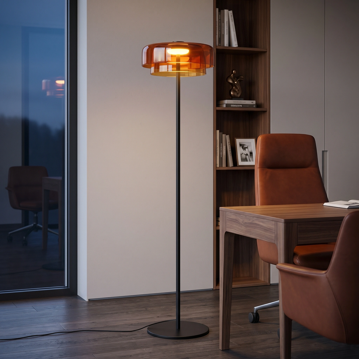 Lámpara de pie vidrio naranjo Ø42x150cm LED 5W - LGLP0039