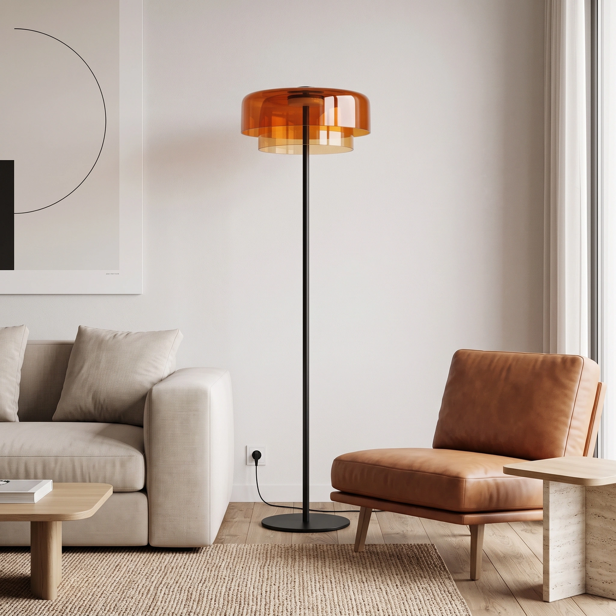 Lámpara de pie vidrio naranjo Ø42x150cm LED 5W - LGLP0039
