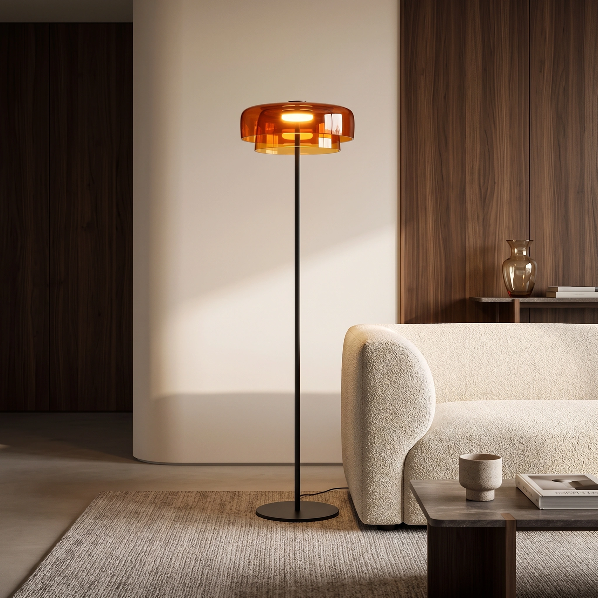 Lámpara de pie vidrio naranjo Ø42x150cm LED 5W - LGLP0039