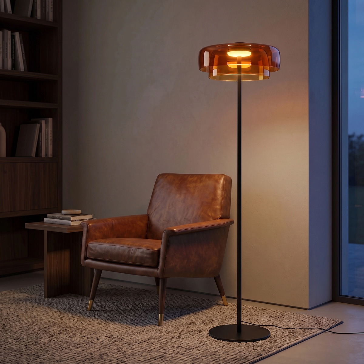 Lámpara de pie vidrio naranjo Ø42x150cm LED 5W - LGLP0039