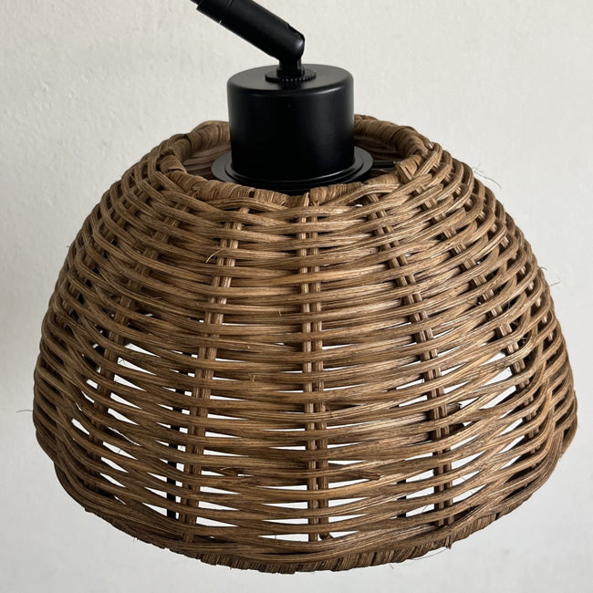 Lámpara sobremesa metal negro ratán Ø20x40x51,5 cm E27 - LGLS0054