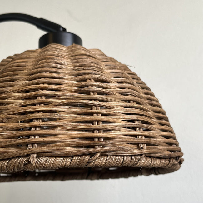 Lámpara sobremesa metal negro ratán Ø20x40x51,5 cm E27 - LGLS0054