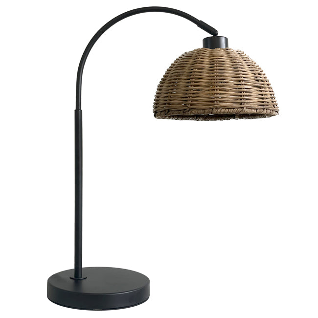 Lámpara sobremesa metal negro ratán Ø20x40x51,5 cm E27 - LGLS0054