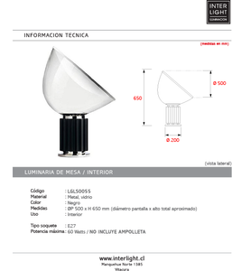 Lámpara sobremesa metal negro vidrio  E27 -LGLS0055
