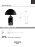 Lámpara sobremesa metal negro brillante Ø 35x50 cm 2 luces E14 - LGLS0059