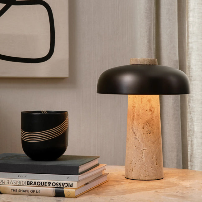 Lámpara sobremesa mármol metal negro Ø 24x30 cm 6W LED  - LGLS0064