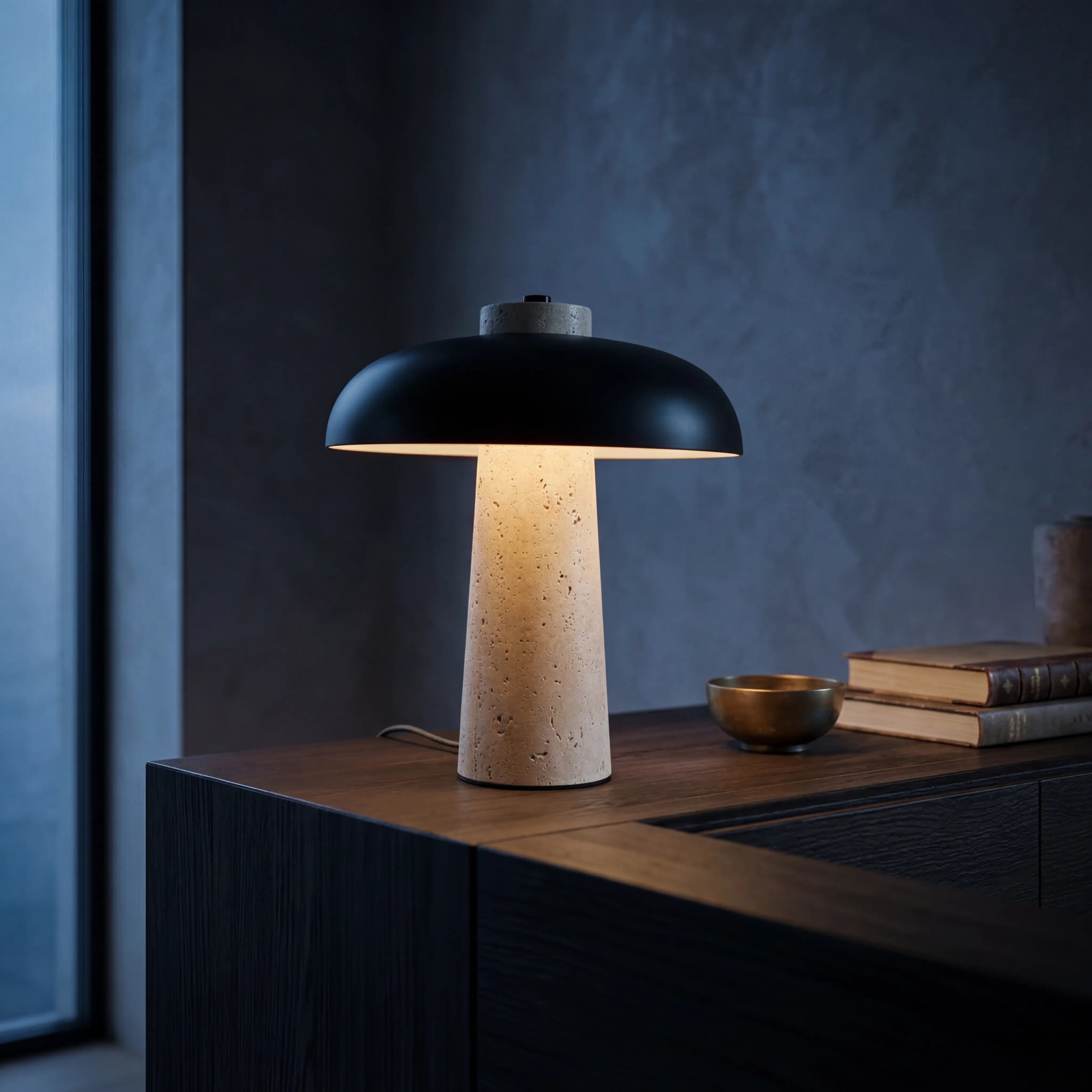 Lámpara sobremesa mármol metal negro Ø 24x30 cm 6W LED  - LGLS0064