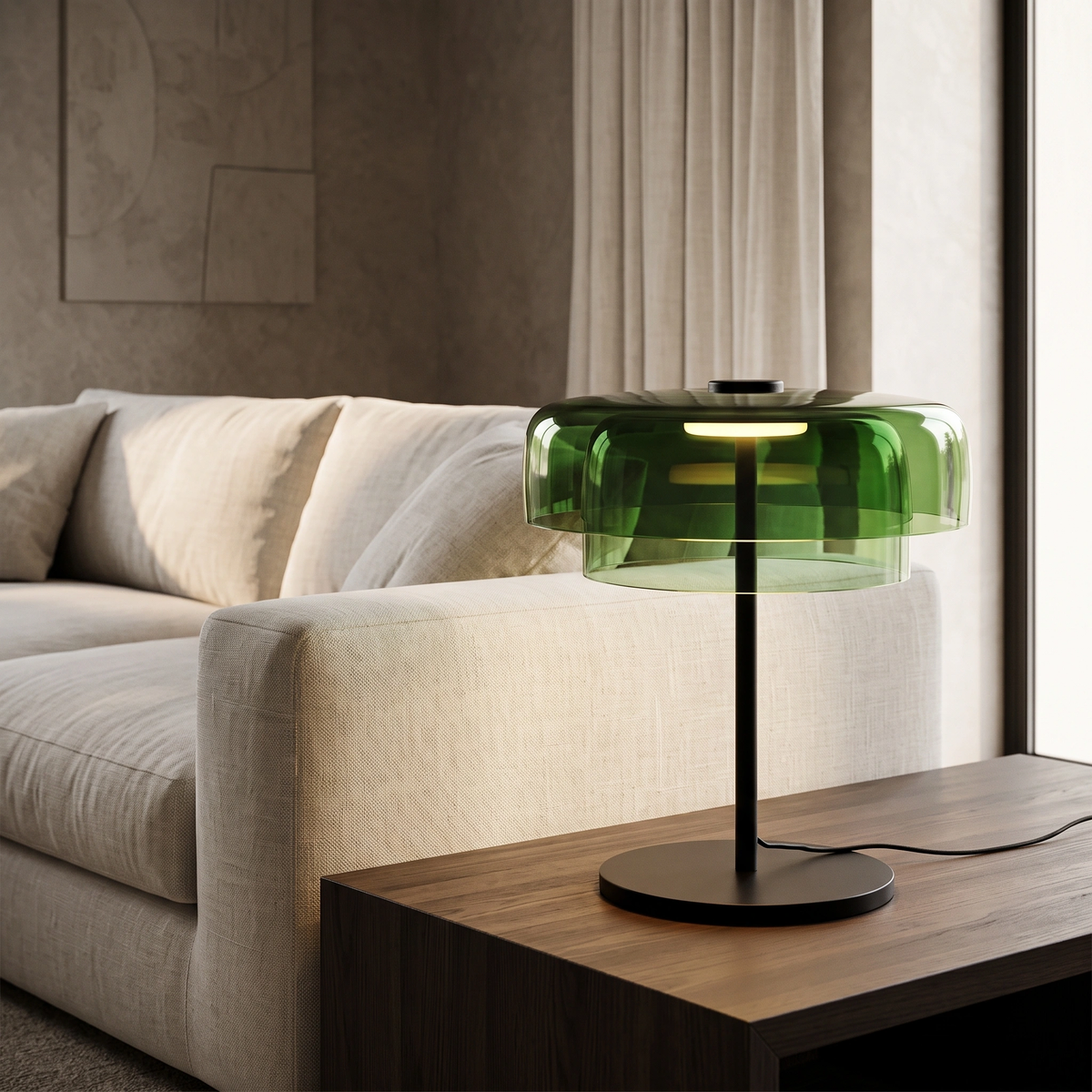 Lámpara sobremesa vidrio verde Ø42x43 cm LED 5W  - LGLS0067