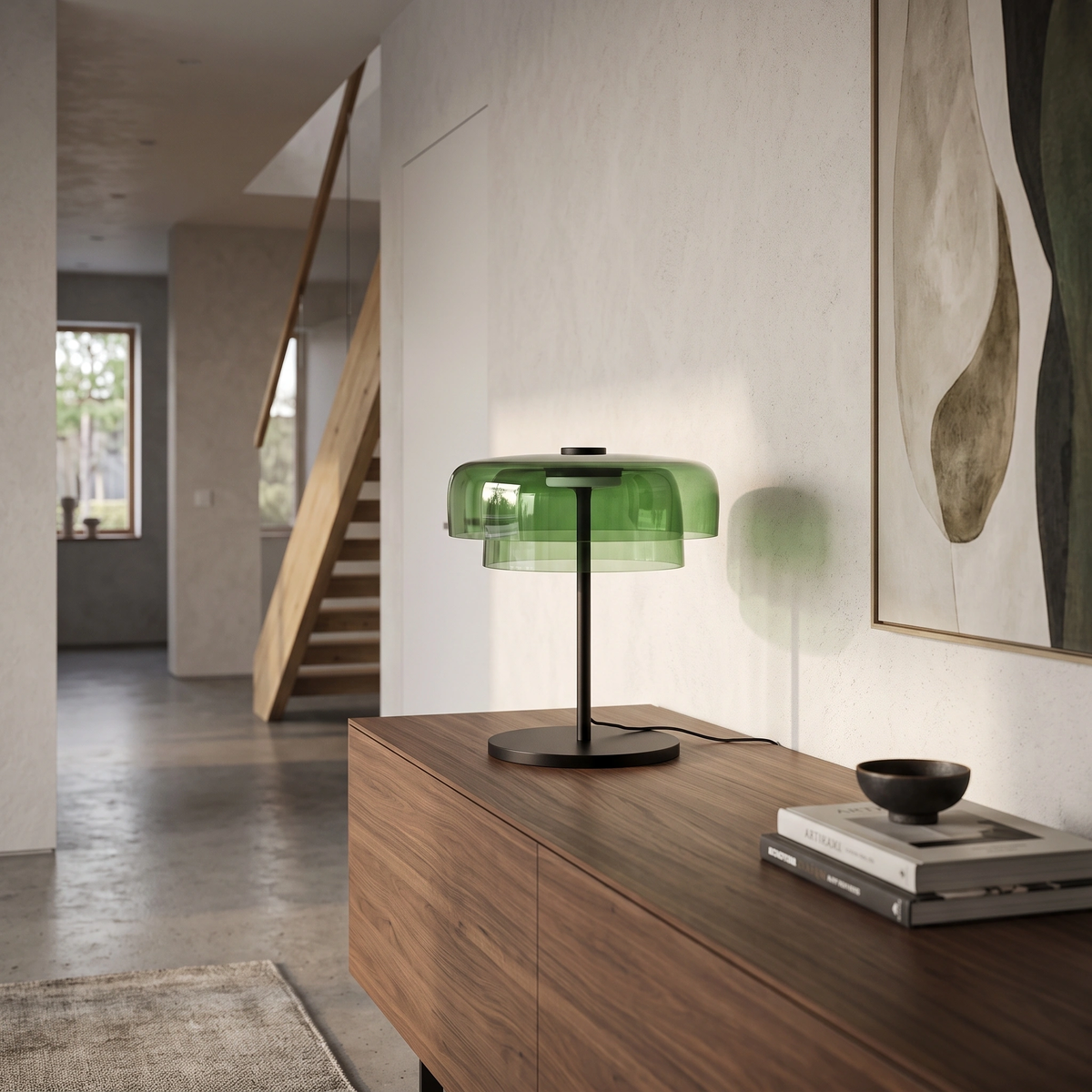 Lámpara sobremesa vidrio verde Ø42x43 cm LED 5W  - LGLS0067