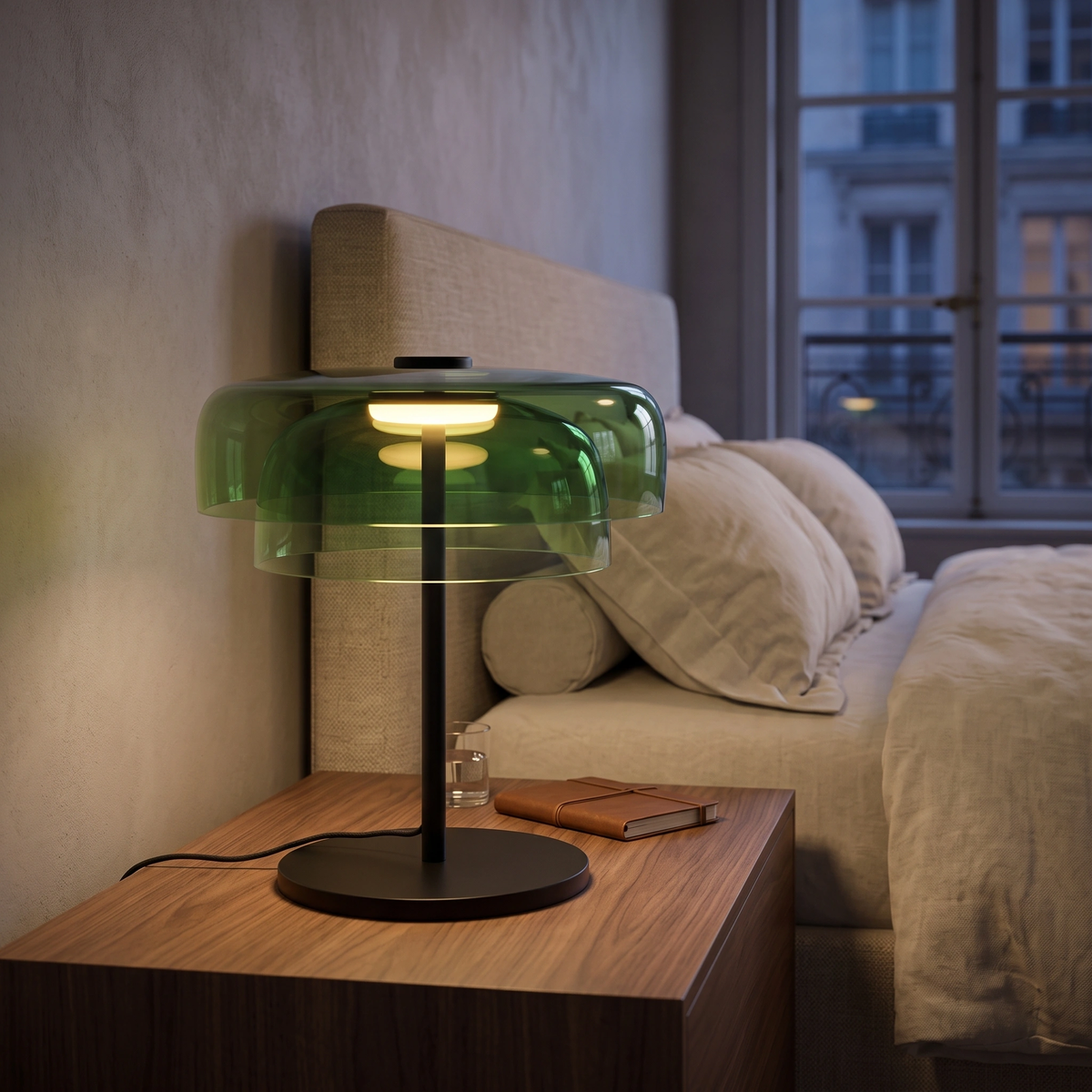Lámpara sobremesa vidrio verde Ø42x43 cm LED 5W  - LGLS0067