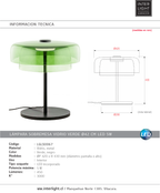 Lámpara sobremesa vidrio verde Ø42x43 cm LED 5W  - LGLS0067