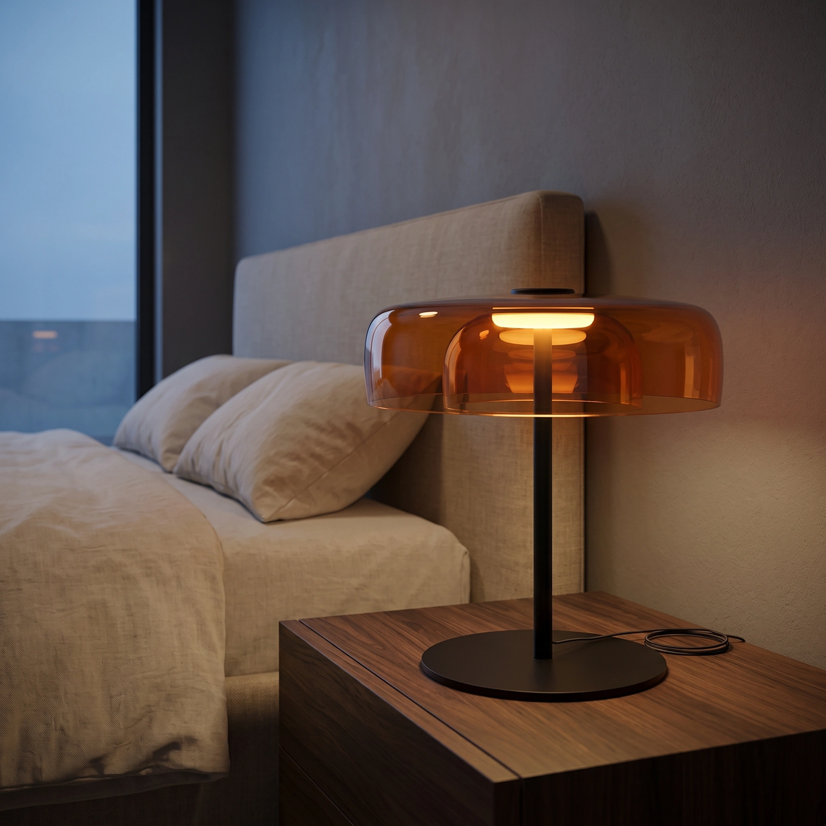 Lámpara sobremesa vidrio naranjo Ø42x45 cm 5W LED  - LGLS0068