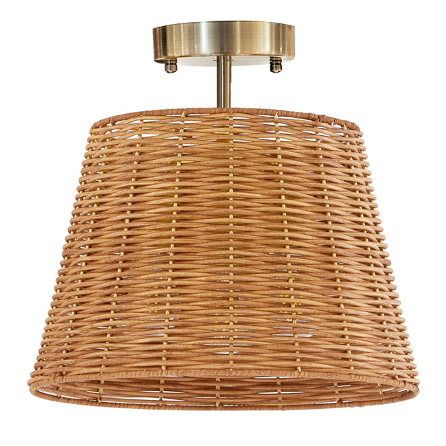 Plafón metal bronce ratán natural Ø32x34 cm E27 - LGPL0014
