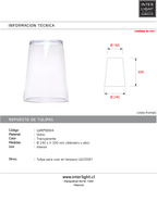 Repuesto de tulipa para modelo LGLC0081