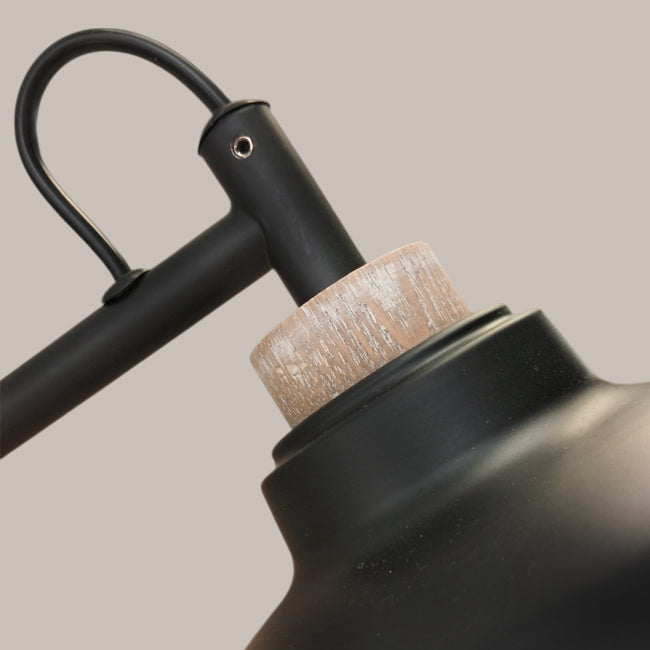 Apliqué madera natural metal negro E27 - LLAP0044