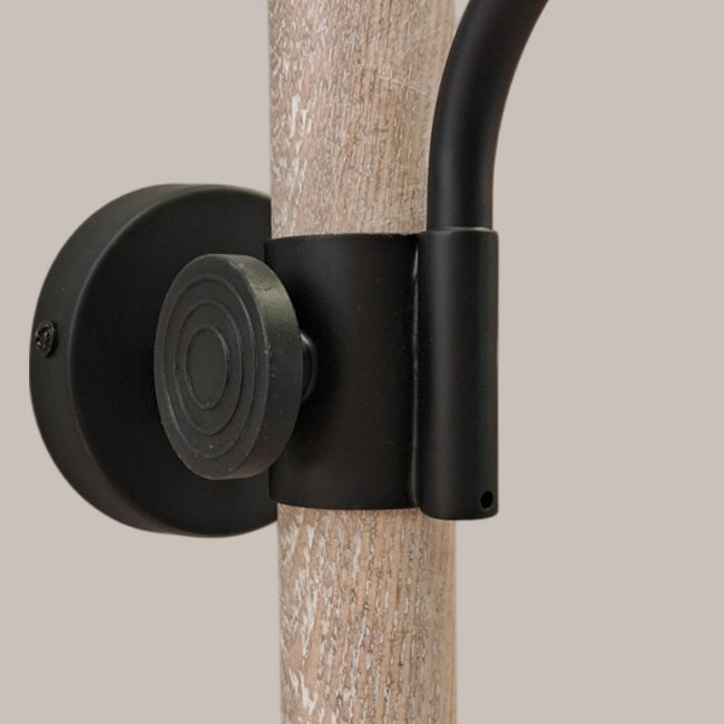Apliqué madera natural metal negro E27 - LLAP0044