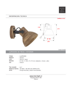 Lámpara de pared  madera marrón negro mate 21x17x19 cm  E27 - LLAP0090