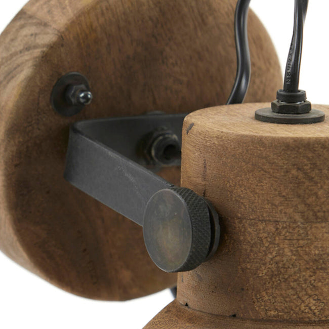 Lámpara de pared  madera marrón negro mate 21x17x19 cm  E27 - LLAP0090