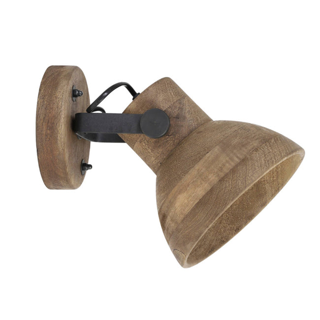 Lámpara de pared  madera marrón negro mate 21x17x19 cm  E27 - LLAP0090