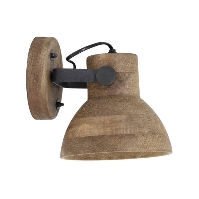 Lámpara de pared  madera marrón negro mate 21x17x19 cm  E27 - LLAP0090