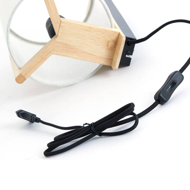 Lámpara de pared madera natural textil lino blanco Ø18x22x36cm E27 - LLAP0092