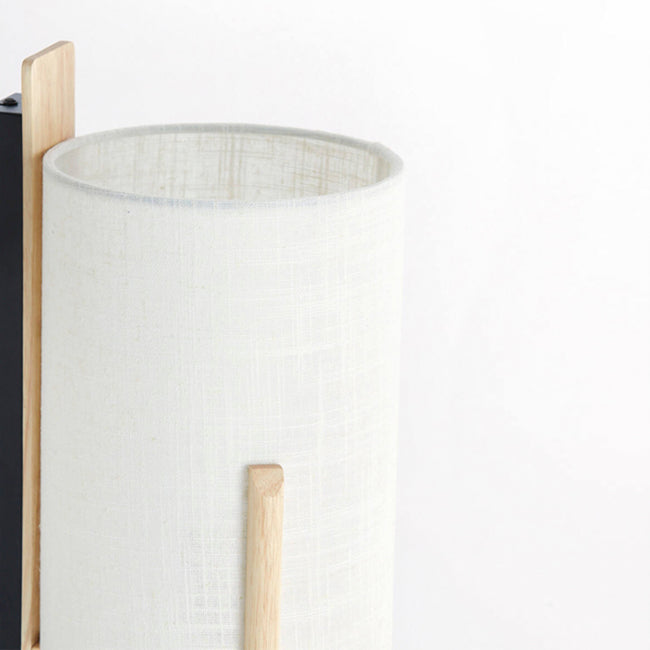 Lámpara de pared madera natural textil lino blanco Ø18x22x36cm E27 - LLAP0092