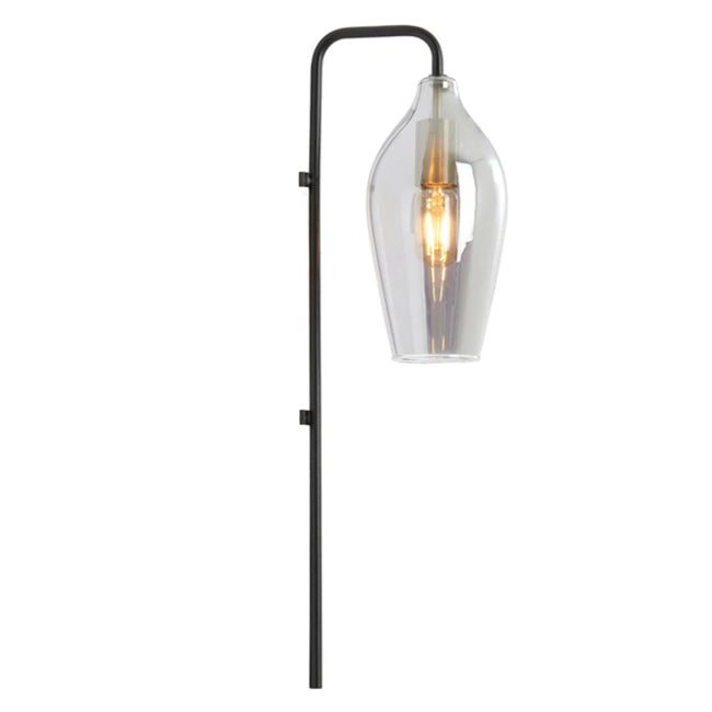 Lámpara de pared metal negro mate vidrio humo 16x18x65 cm E27 - LLAP0096