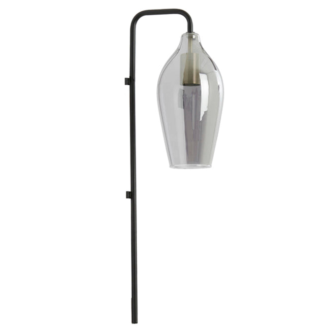 Lámpara de pared metal negro mate vidrio humo 16x18x65 cm E27 - LLAP0096