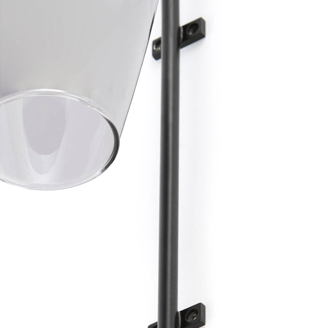 Lámpara de pared metal negro mate vidrio humo 16x18x65 cm E27 - LLAP0096