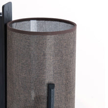Cargar imagen en el visor de la galería, Lámpara de pared madera negro textil lino marrón oscuro Ø18x22x36cm E27- LLAP0097
