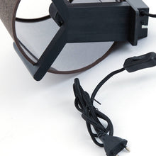 Cargar imagen en el visor de la galería, Lámpara de pared madera negro textil lino marrón oscuro Ø18x22x36cm E27- LLAP0097
