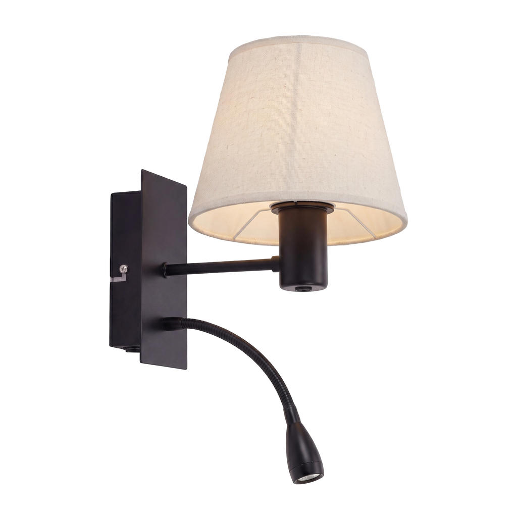 Apliqué lector metal negro mate E27 LED 3W - LLAP0101