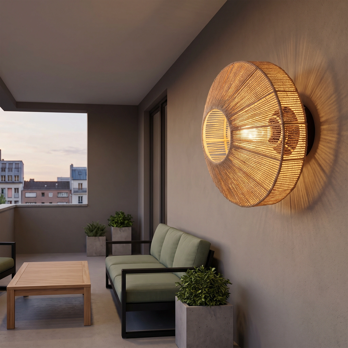 Lámpara de pared yute natural Ø31 cm E27 - LLAP0104