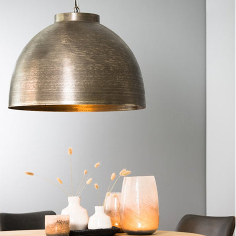 Lámpara colgante metal níquel bruto oscuro 60 cm E27 - LLLC0040