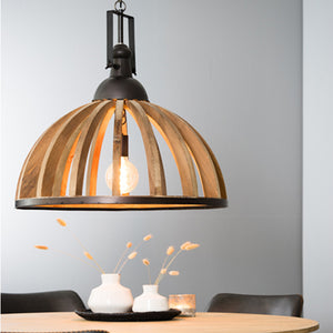 Lámpara colgante madera zinc café Ø60x60 cm E27 - LLLC0097