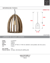 Cargar imagen en el visor de la galería, Lámpara colgante madera natural Ø38x46 cm E27 - LLLC0347
