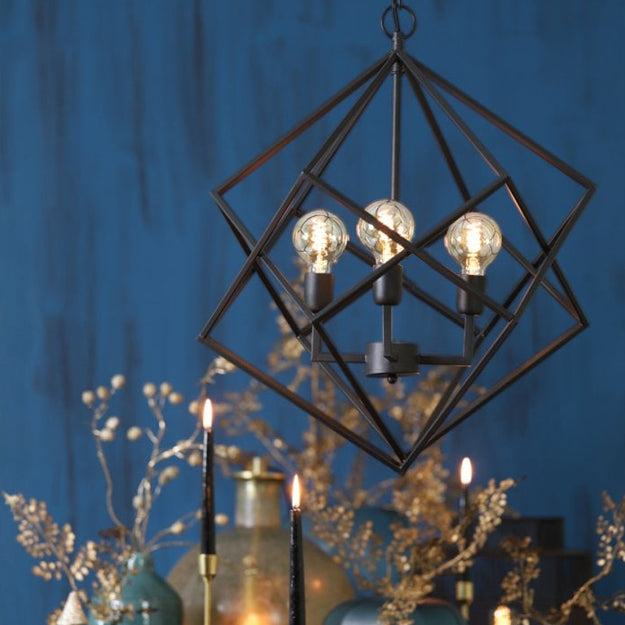 Lámpara colgante metal negro Ø46x56 cm 3 luces E27 - LLLC0445