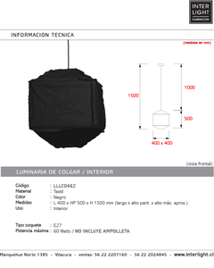 Lámpara colgante textil negro 40cm E27 - LLLC0462