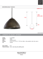 Lámpara colgante metal bronce oscuro Ø25x15 cm E27 - LLLC0480