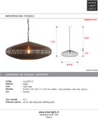 Lámpara colgante metal café mate Ø60x23 cm E27 - LLLC0512