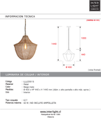 Lámpara colgante metal beige mate Ø40x44 cm E27 - LLLC0515