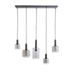 Lámpara colgante metal vidrio negro 110x22x32 cm 5 luces E27 - LLLC0518