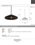 Lámpara colgante Ø40x18 cm negro mate - LLLC0536