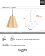 Lámpara colgante Ø40x36 cm mimbre natural E27 - LLLC0539