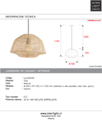 Lámpara colgante yute natural Ø40x25 cm E27 - LLLC0545