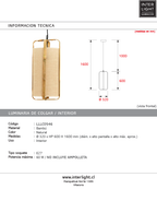 Lámpara colgante bambú natural Ø32x60 cm E27 - LLLC0546