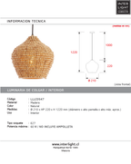 Lámpara colgante madera natural Ø21x22 cm E27 - LLLC0547