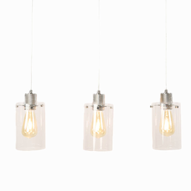 Lámpara colgante metal vidrio plateado 67cm 3 luces E27 - LLLC0548