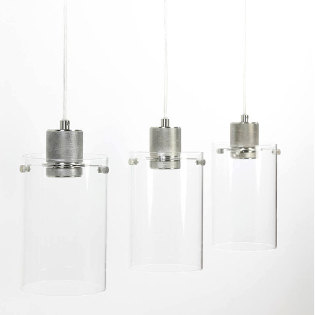 Lámpara colgante metal vidrio plateado 67cm 3 luces E27 - LLLC0548
